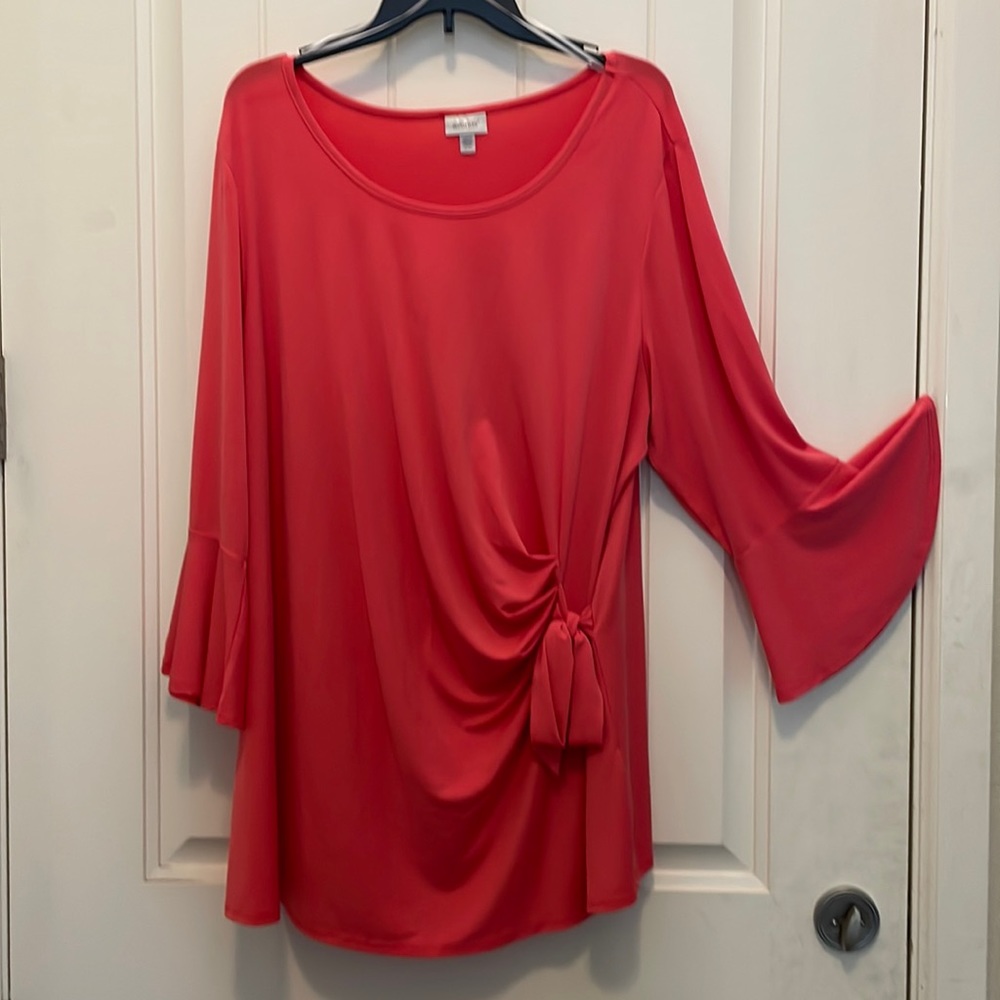 Avenue Faux Wrap Tie Blouse